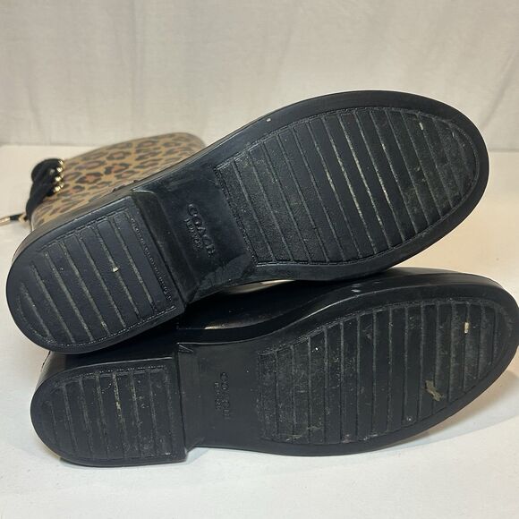 COACH “Tristee” Rubber Rain Boots Leopard Pattern w/Tie Lace Women’s Size6B - Picture 9 of 9